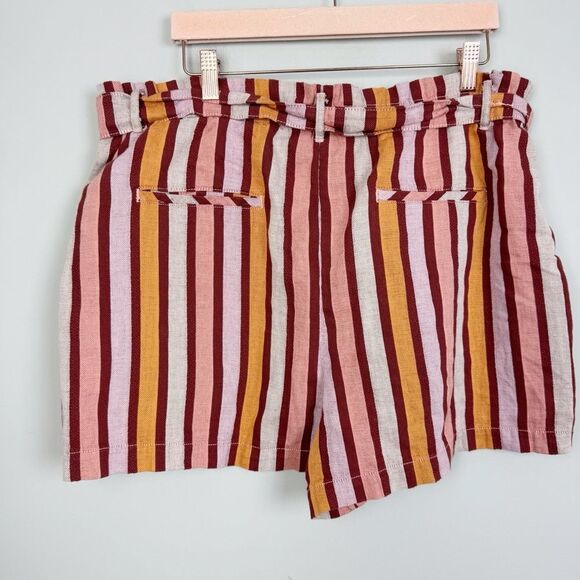 BY ANTHROPOLOGIE | NEW Belted Vertical Stripe Pull On Shorts Women’s Size XL - Picture 8 of 10